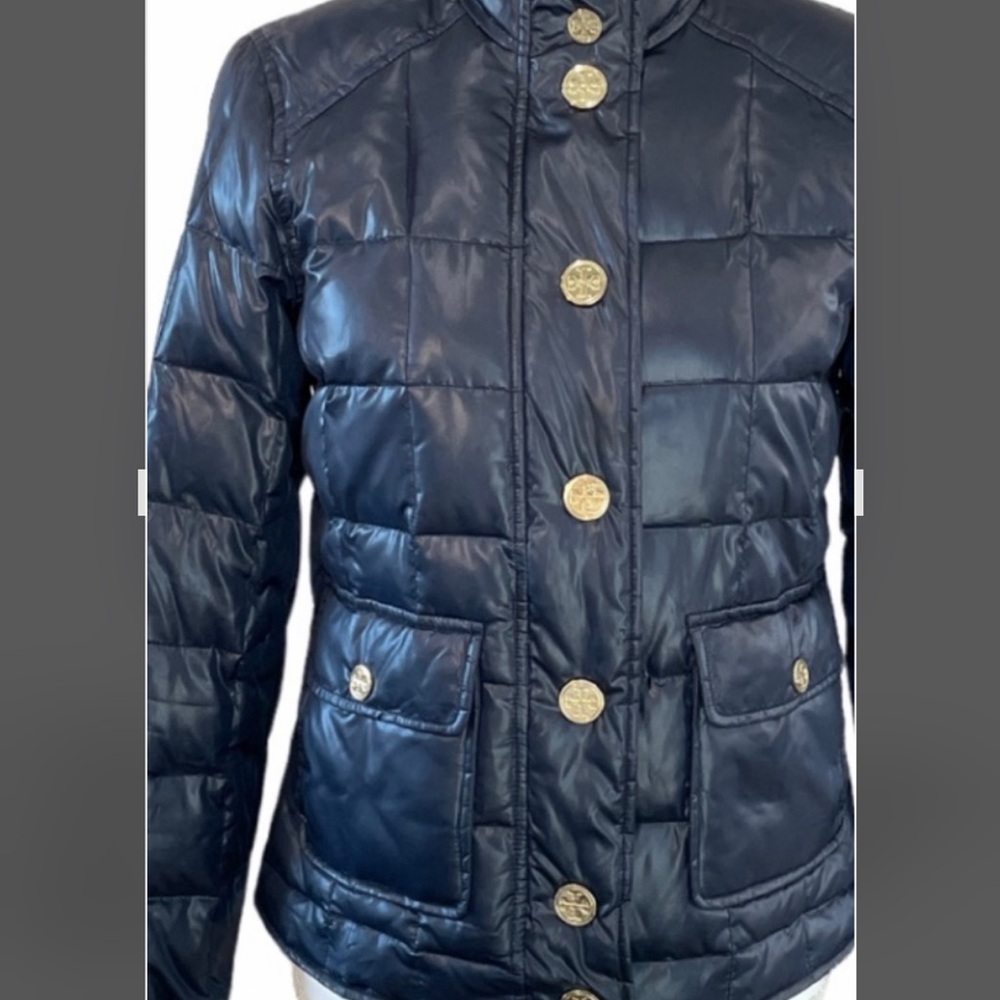 Tory Burch Midnight Blue Puffer with Gold Accents